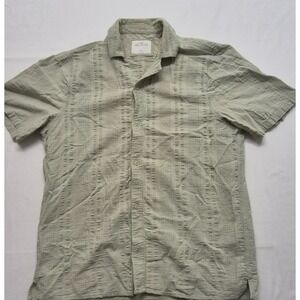 Hollister men's green stripped detailed short sleeve button up shirt XL Cotton